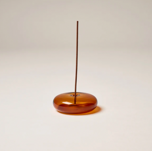 GLASS VESSEL INCENSE HOLDER - AMBER -GENTLE HABITS