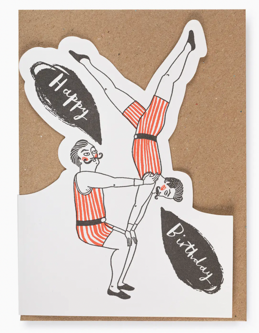 Happy Birthday Acrobats Cut-out Card